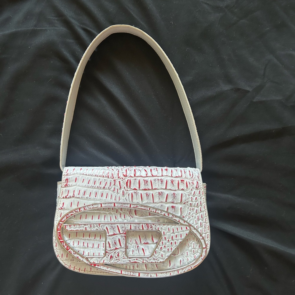 DIESEL 1DR bag white and red with silver